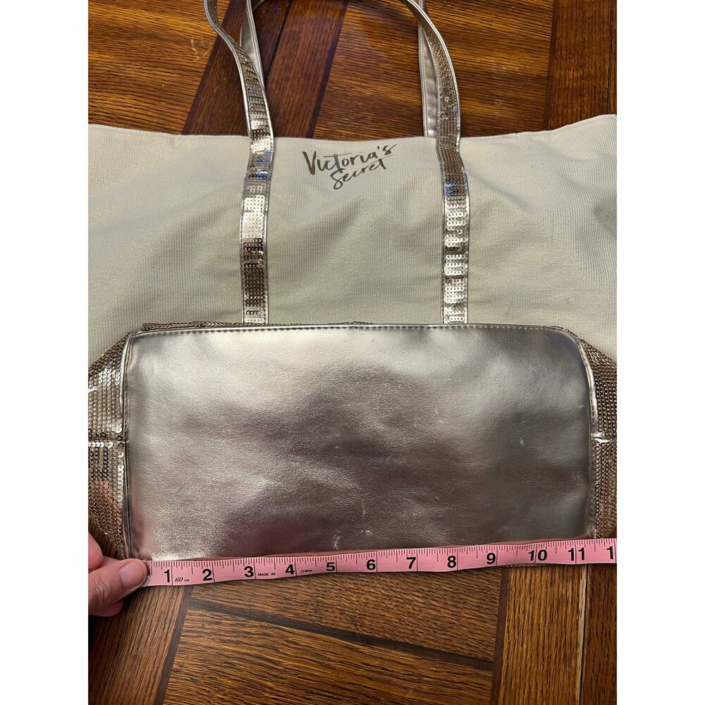VS Victoria’s Secret Large Silver Sequin Canvas Tote Bag - Picture 13 of 13